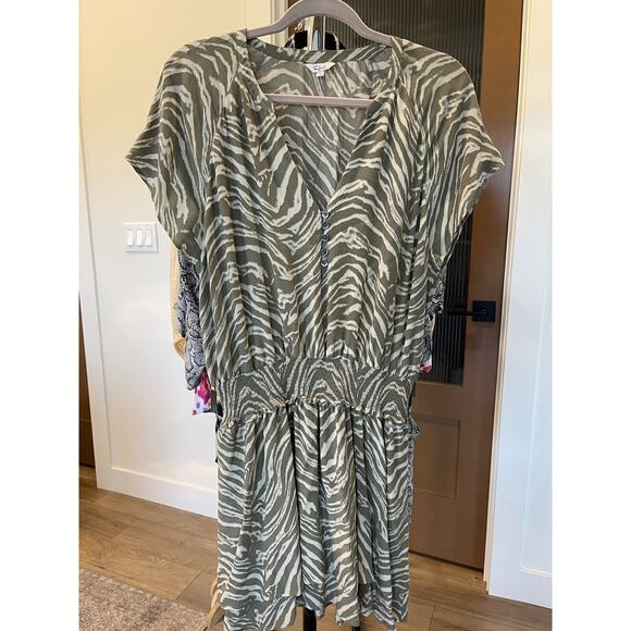 Rails Black And Gray Cheetah Print Tiered Polyester Dress Size L‎ - Picture 1 of 11